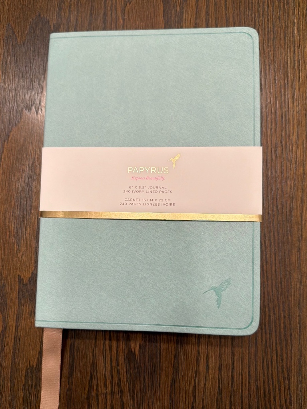 NWT - Papyrus Mint Green Faux Leather Journal 6x8.5 Gold Edges 240 Lined Pages